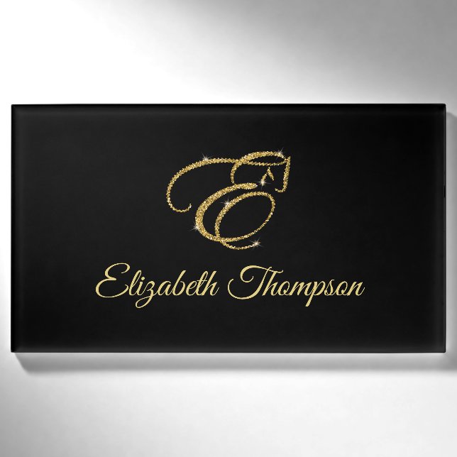 Badge D'identification Lettre monogramme E Cheval en parties scintillant  (Devant)