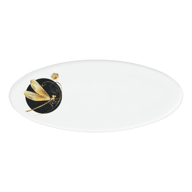 Badge D'identification libellule d'or en cercle noir (Devant)