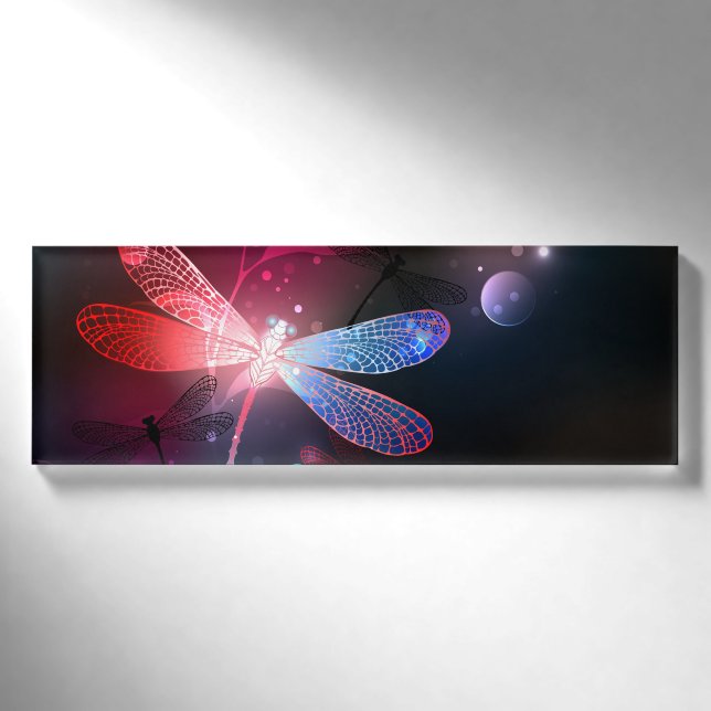 Badge D'identification libellule rouge brillante (Devant)