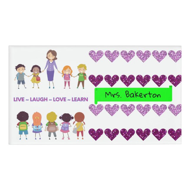 Badge D'identification Live ~ Laugh ~ Amour ~ Apprendre Enseignant de l'é (Devant)