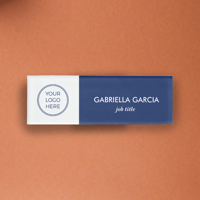 Badge D'identification Logo Customisé bleu marine Nom de l'employé (Créateur téléchargé)