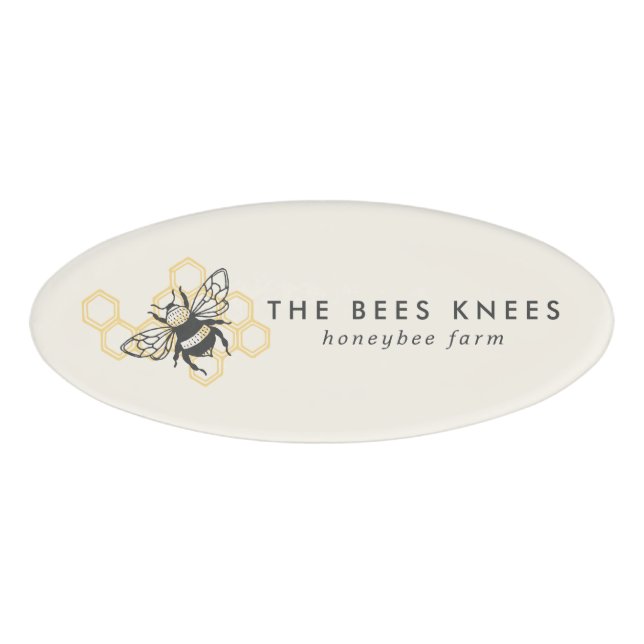 Badge D'identification Logo d'abeilles vintage Rustic Honeybee Business (Devant)