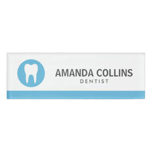 Badge D'identification logo de la dent blanche dentiste bleu ou clinique 