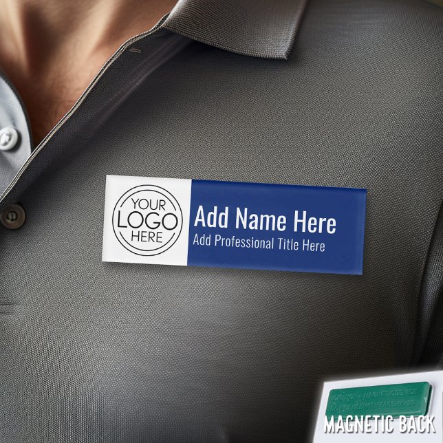 Badge D'identification Logo de l'entreprise - Nom, Titre professionnel, B (Custom Logo Employee Name Tag)