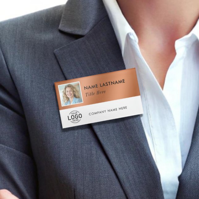 Badge D'identification Logo de l'ID photo carré noir blanc magnétique gra (Créateur téléchargé)