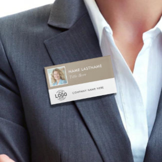 Badge D'identification Logo de photo personnalisé ID Beige Magnétique Gra