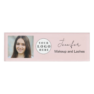 Badge D'identification Logo de script rose vif Maquillage photo