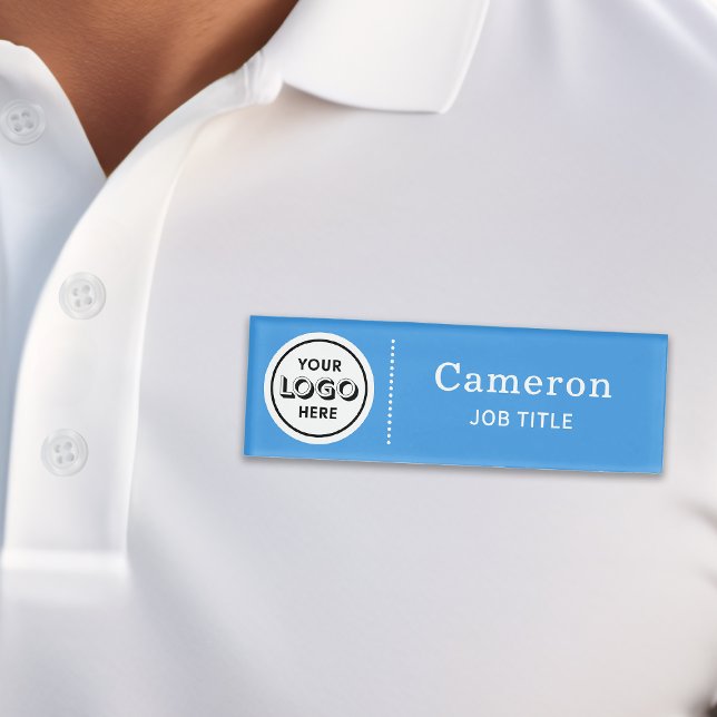 Badge D'identification Logo de société moderne bleu clair Employé (Créateur téléchargé)