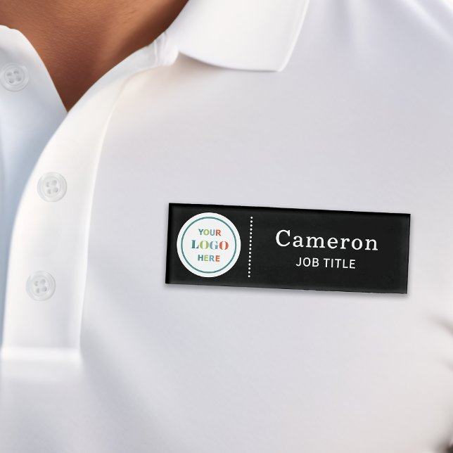 Badge D'identification Logo de société moderne employé noir (Créateur téléchargé)