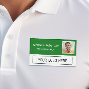 Badge D'identification Logo de société moderne Photo d'employé vert