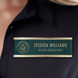 Badge D'identification Logo d'entreprise élégant moderne vert or