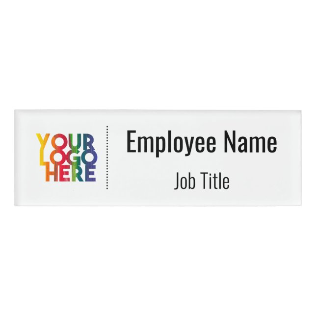 Badge D'identification Logo d'entreprise simple blanc (Devant)