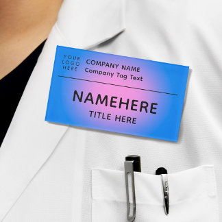 Badge D'identification Logo Entreprise Moderne Simple Bleu Rose Aura Titr