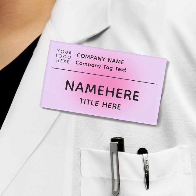 Badge D'identification Logo Entreprise Moderne Simple Rose Aura Titre (Créateur téléchargé)