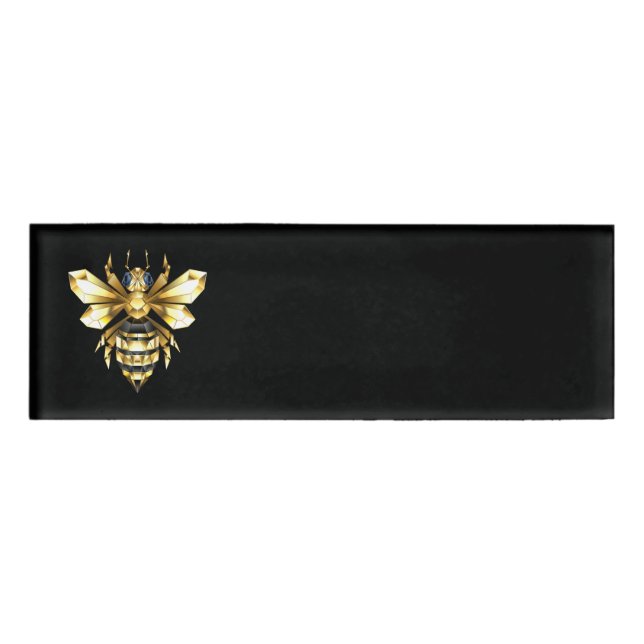 Badge D'identification Logo Faux Gold Foil Bee Polygonal sur Noir (Devant)