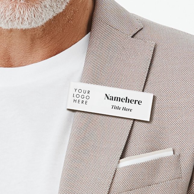 Badge D'identification Logo Moderne Simple Clean Blanc Chic Magnet Titre (Créateur téléchargé)