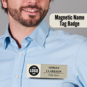 Badge D'identification Logo personnalisé Beige Nom magnétique Balise Badg
