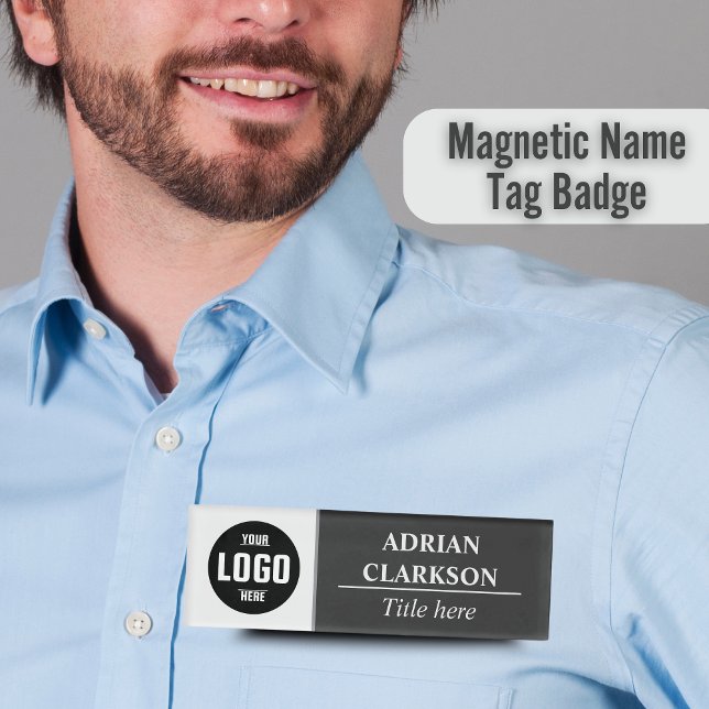 Badge D'identification Logo personnalisé Blanc Nom magnétique Balise Badg (Custom Logo White Magnetic Name Tag Badge)