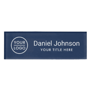 Badge D'identification logo personnalisé bleu foncé nom professionnel