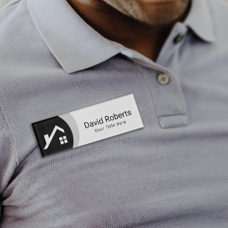 Badge D'identification Logo personnalisé de l'agent immobilier noir et bl