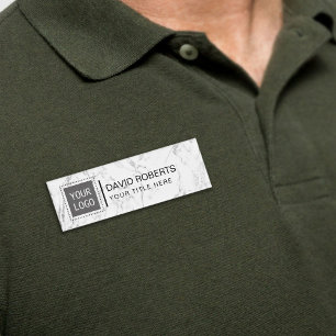 Badge D'identification Logo personnalisé de l'entreprise Marbre blanc mo