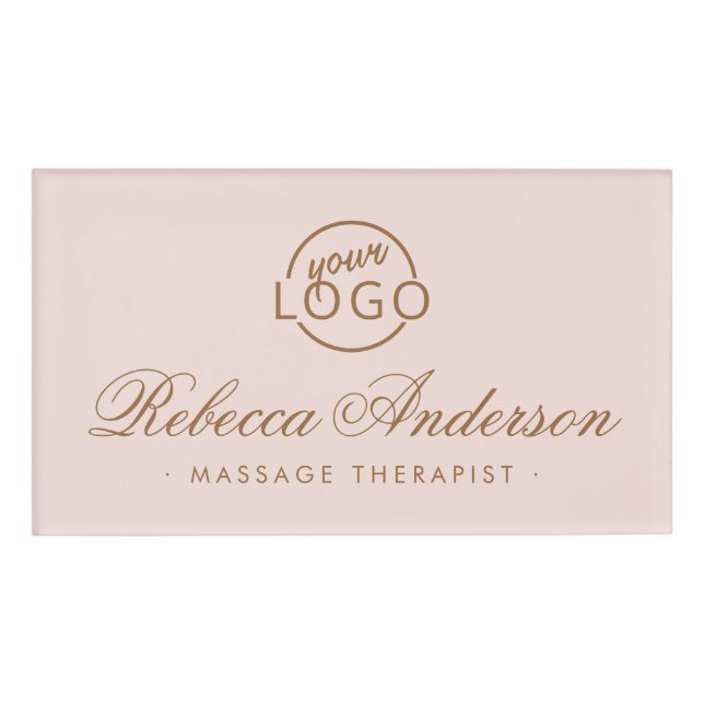 Badge D'identification Logo personnalisé du script de calligraphie rose v (Devant)