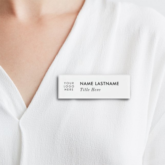 Badge D'identification Logo Personnalisé Élégant Simple White Magnet Titr (Créateur téléchargé)