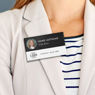 Badge D'identification Logo personnalisé ID photo noir blanc magnétique g