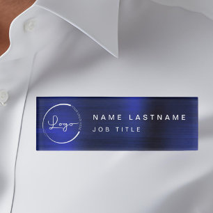 Badge D'identification Logo Personnalisé Métallo Marine Blue Magnet Titre