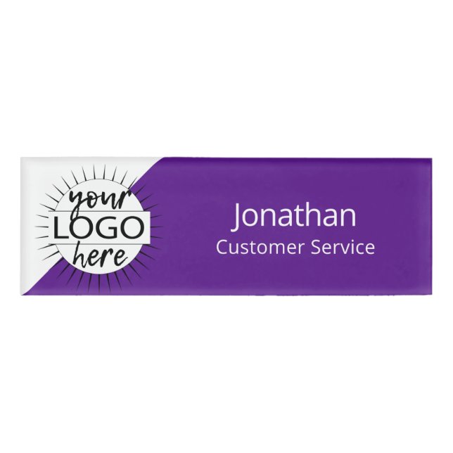 Badge D'identification Logo personnalisé moderne violet Magnet Employé (Devant)