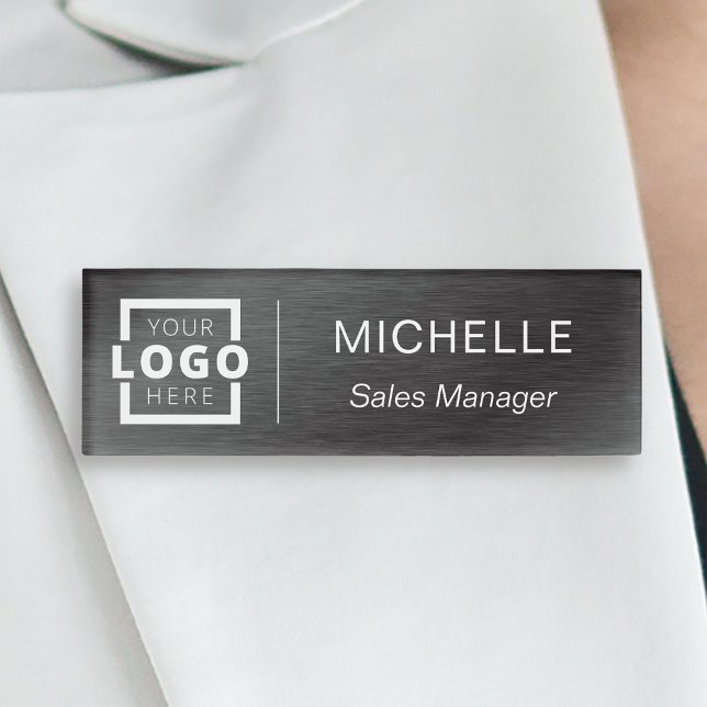 Badge D'identification Logo personnalisé Personnel de l'entreprise Noir (Créateur téléchargé)