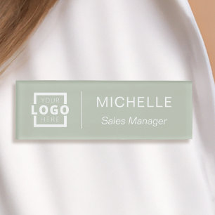 Badge D'identification Logo Personnalisé Sage Green Employé de l'entrepri