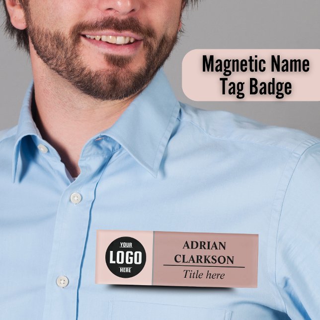Badge D'identification Logo personnalisé Soft Pink Nom magnétique Balise (Custom Logo Soft Pink Magnetic Name Tag Badge)