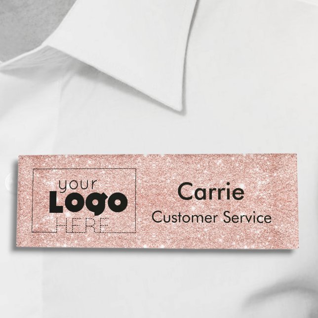 Badge D'identification Logo rose Gold Parties scintillant Nom de l'employ (Créateur téléchargé)