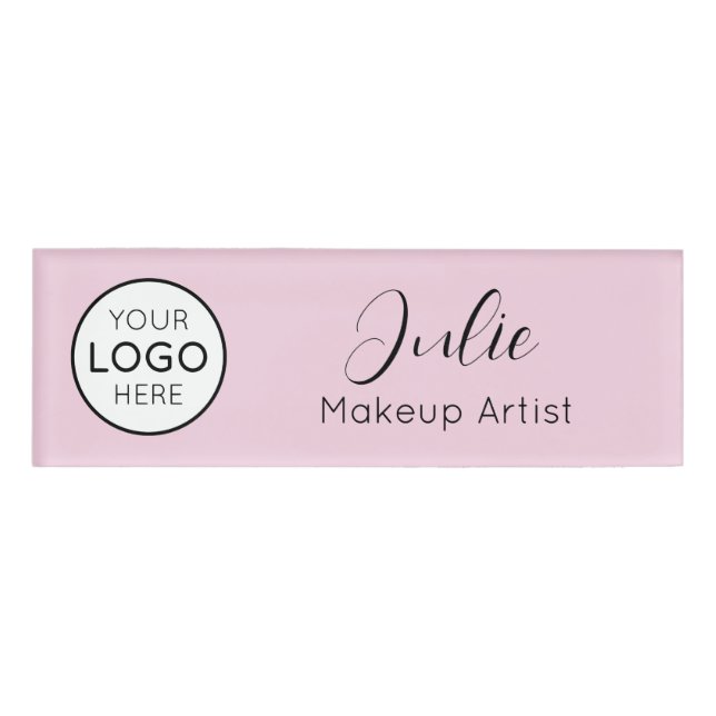 Badge D'identification Logo rose, nom et titre (Devant)