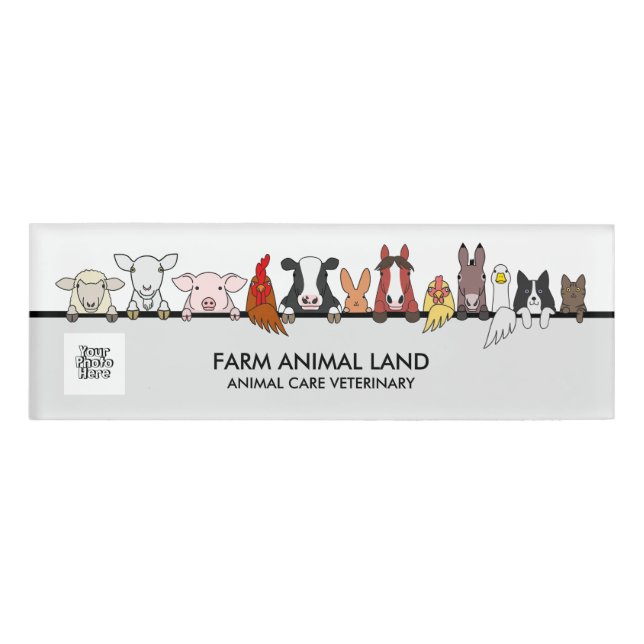 Badge D'identification Logo Vétérinaire Animaux Ferme Vache Animal de Com (Devant)