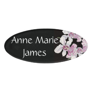 Badge D'identification L'orchidée tropicale fleurit l'étiquette nommée