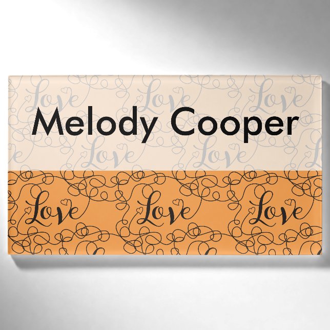 Badge D'identification LOVE noir sans couture motif avec LINES (Devant)