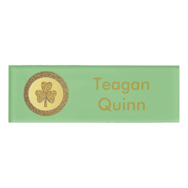 Badge D'identification Lucky Irish Shamrock Gold Coin personnalisé (Devant)