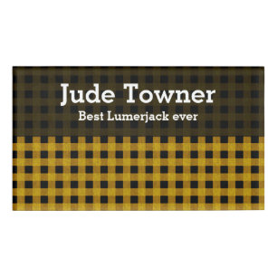 Badge D'identification Lumberjack Style - tissu jaune + vos idées