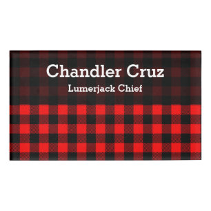 Badge D'identification Lumberjack Style - tissu rouge + vos idées
