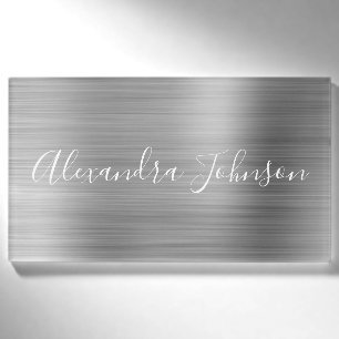 Badge D'identification Luxe Silver Foil Moderne