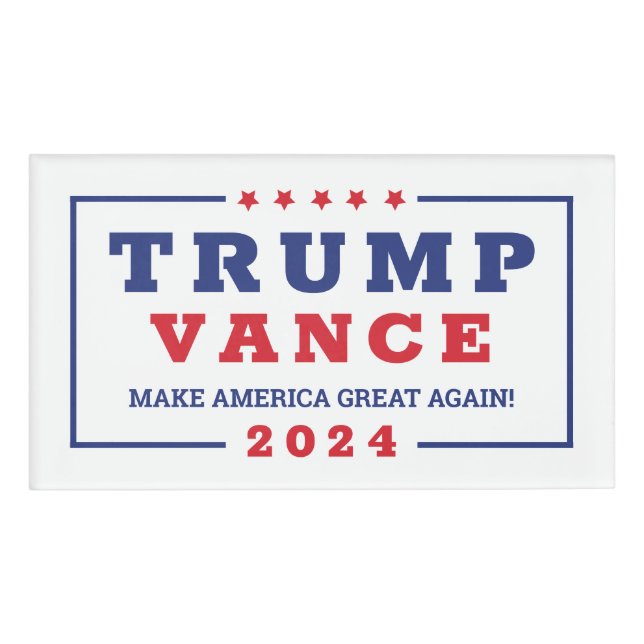 Badge D'identification MAGA Trump Vance 2024 : élection américaine en ble (Devant)