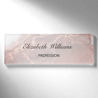 Badge D'identification Marbre d'encre or rose