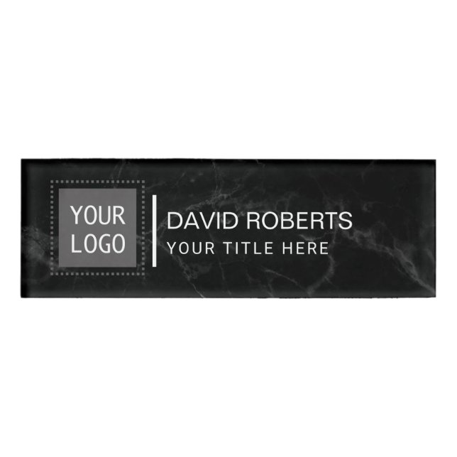 Badge D'identification Marbre foncé moderne de logo fait sur commande (Devant)
