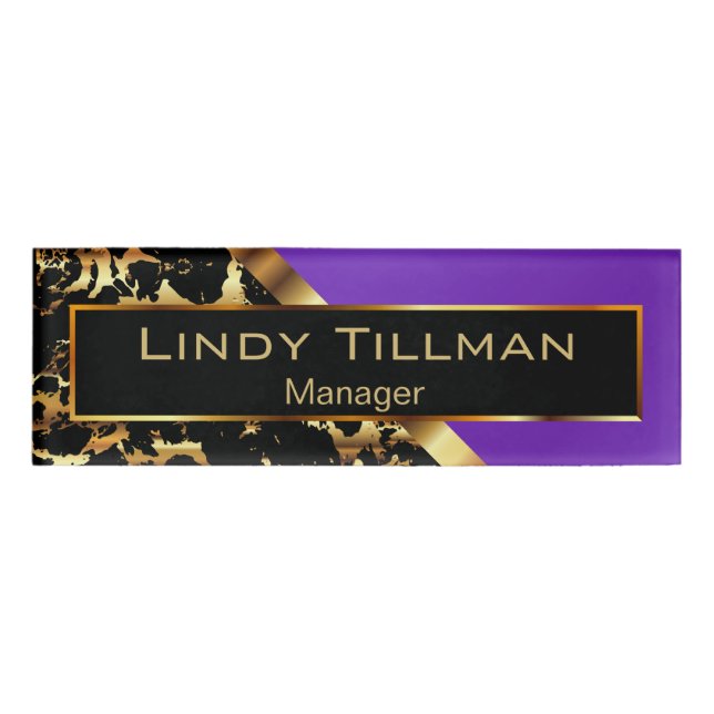 Badge D'identification Marbre pourpre, noir et or 2 (Devant)