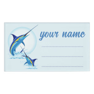 Badge D'identification Marlin Bleu Jaillissant de l'Océan