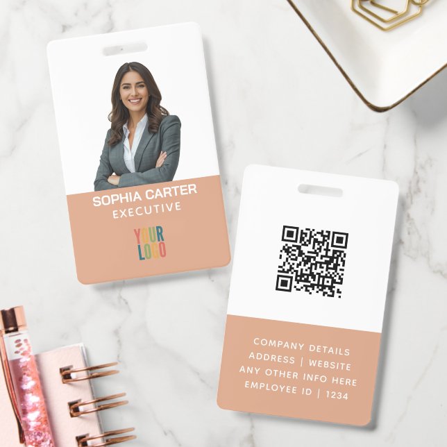 Badge d'identification marron pour employé avec co (Bureau)