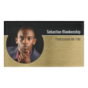 Badge D'identification Métallic Professional Brossé Gold Custom Photo