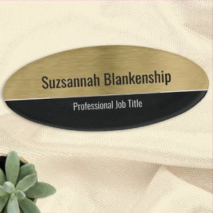 Badge D'identification Metallic Professional Brossé Or Personnalisé